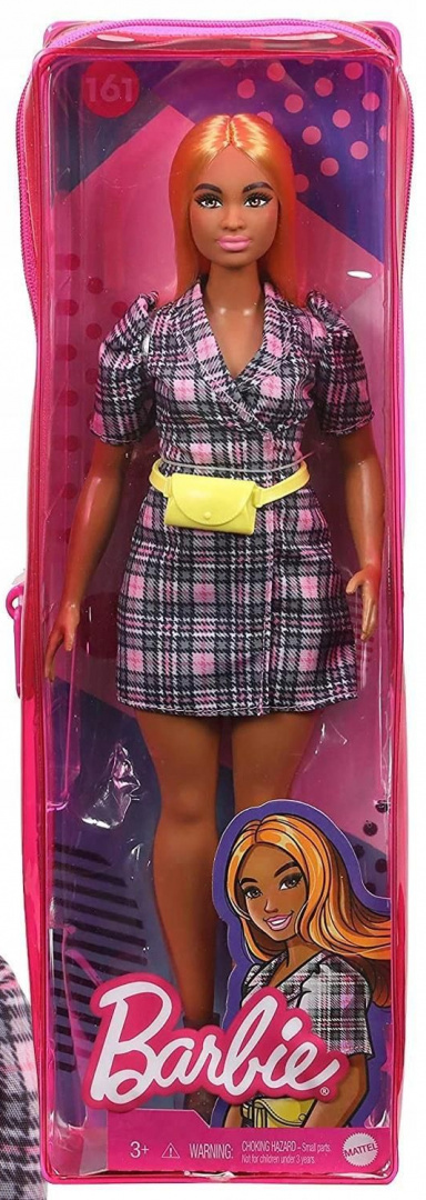 Barbie ® Fashionistas ™ Doll nr 161, z pomarańczowymi włosami, kraciasta sukienka, czarne buty