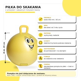 Piłka do skakania z uchwytem żółta 45 cm dla dzieci od 3 lat skoczek