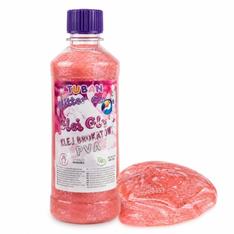Klej PVA Tuban brokatowy różowy 500 ml