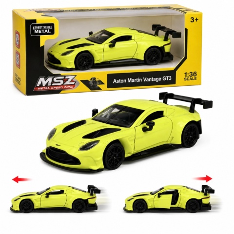 Model metalowy Aston Martin Vantage GT3 MSZ żółty pull-back