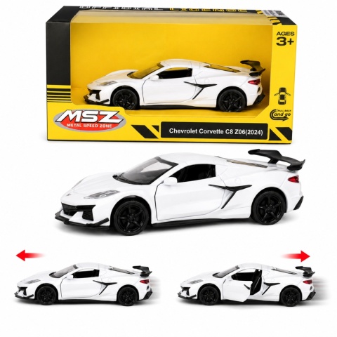 Model metalowy Chevrolet Corvette C8 Z06 2024 MSZ biały pull-back