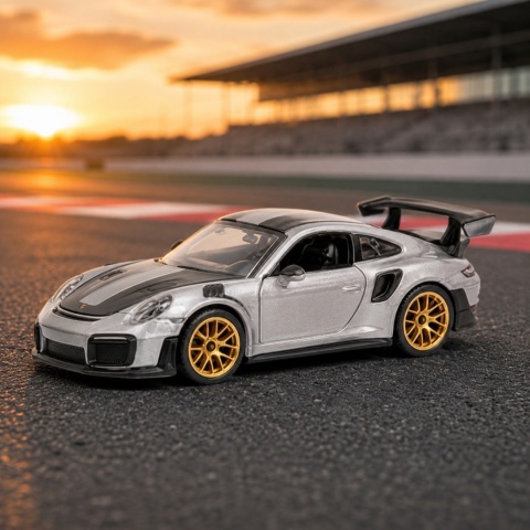 Model metalowy Porsche 911 GT2 RS WP MSZ srebrno-szary pull-back 1:32