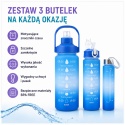 ZESTAW 3SZT BUTELKA NA WODĘ BIDON Z MIARKĄ FITNESS niebieska