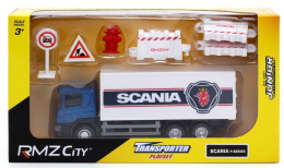 1:64 Zestaw do zabawy - auto Scania solówka + znaki drogowe