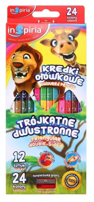 INSPIRIA Kredki trójkątne dwustronne 12 szt, 24 kolory, 3927 INSPIRIA Kredki trójkątne dwustronne 12 szt, 24 kolory, 3927