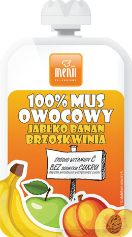 Mus 100% jabłko/brzoskwinia/banan dla dzieci bez cukru