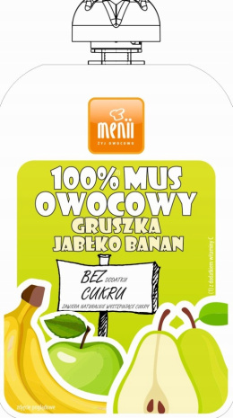 Mus 100% gruszka/jabłko/banan dla dzieci bez cukru