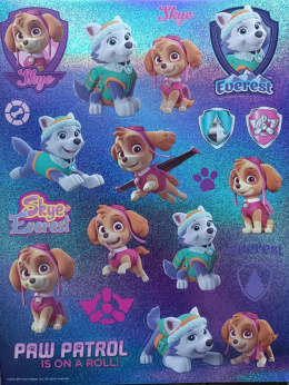 NAKLEJKI LICENCYJNE PSI PATROL FIOLETOWA A4, A ARKUSZE