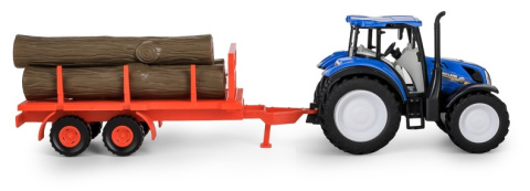 Traktor New Holland T5 z przyczepą do przewozu drewna Traktor New Holland T5 z przyczepą do przewozu drewna