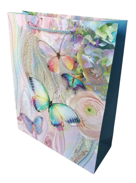 Torebka ozdobna m 26 x 10 x 32 cm kwiaty niebieska Torebka ozdobna m 26 x 10 x 32 cm kwiaty niebieska