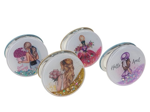 lusterko z z płynnym brokatem, 7x1cm, modelki lusterko z z płynnym brokatem, 7x1cm, modelki