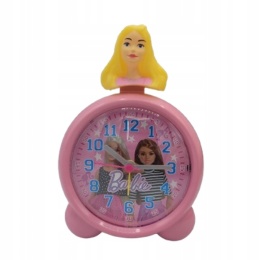 Barbie różowy Budzik Zegar analogowy