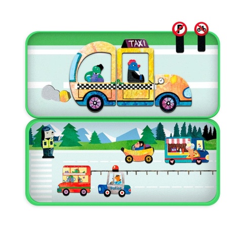 Podróżne puzzle magnetyczne - Samochody