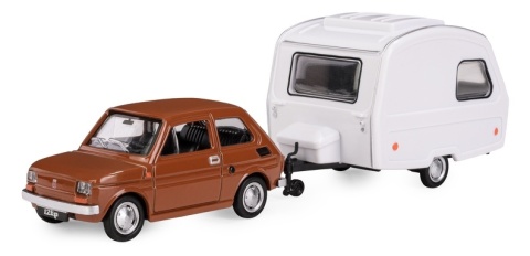 Zestaw FIAT 126p BRĄZOWY + przyczepa Niewiadów kemping