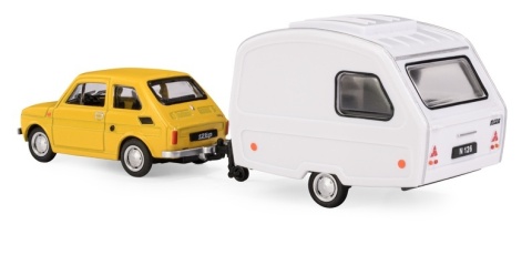 Zestaw FIAT 126p ŻÓŁTY + przyczepa Niewiadów kemping