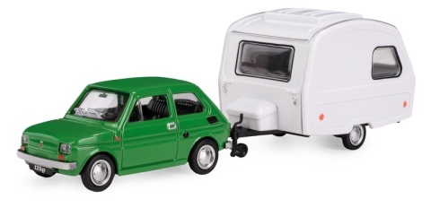 Zestaw FIAT 126p Zielony + przyczepa Niewiadów kemping