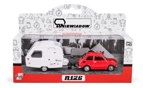 Zestaw FIAT 126p Czerwony + przyczepa Niewiadów kemping