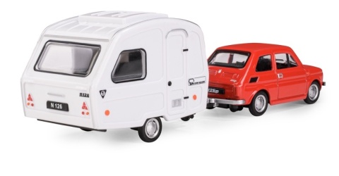 Zestaw FIAT 126p Czerwony + przyczepa Niewiadów kemping