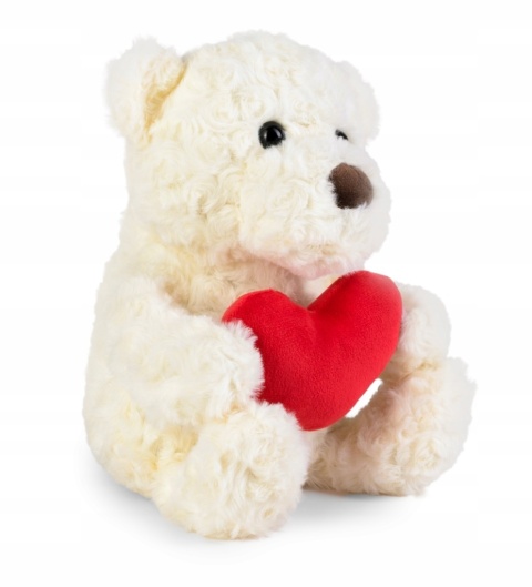 MIŚ Z SERCEM KREMOWY 25 CM