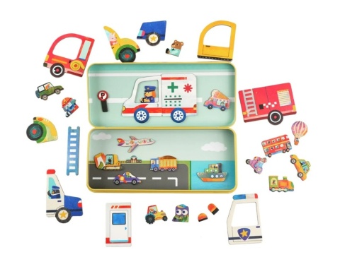 Podróżne puzzle magnetyczne - Pojazdy